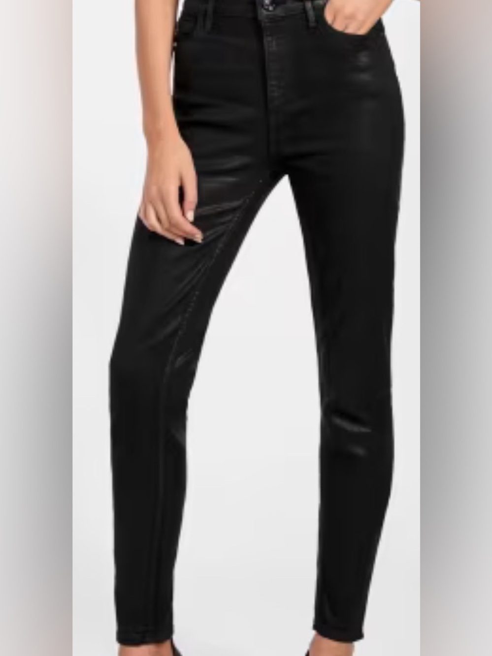 GUESS Black Coated Skinny Jeans High Rise Curvy NWT Size 24 - Picture 9 of 10
